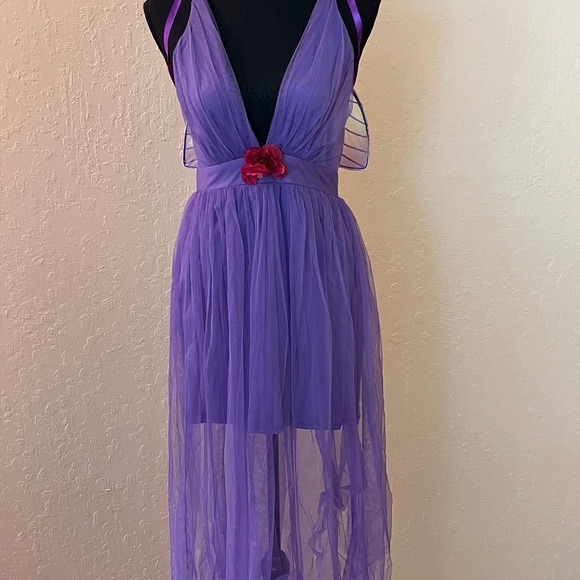 Roma‎ Elegant Purple women’s High Low Dress with wings - Picture 5 of 10